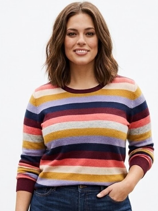 C&C California Sweaters - C&C California Multicolor Striped Crewneck Sweater Oversized XL